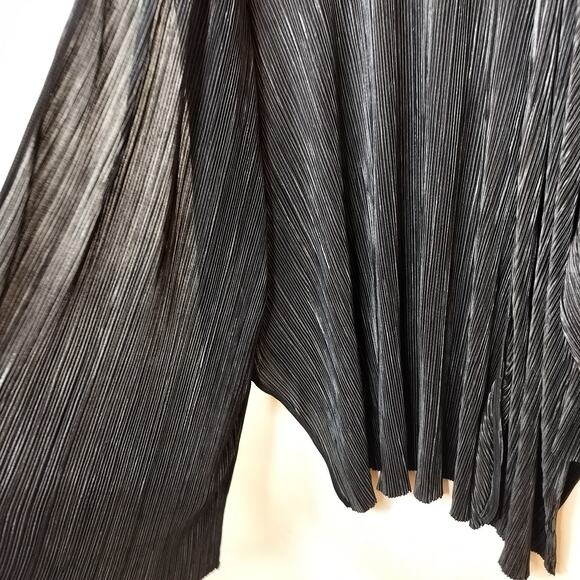 Catherines Cardigan Open Front Black Crinkle Pleated - Picture 7 of 10